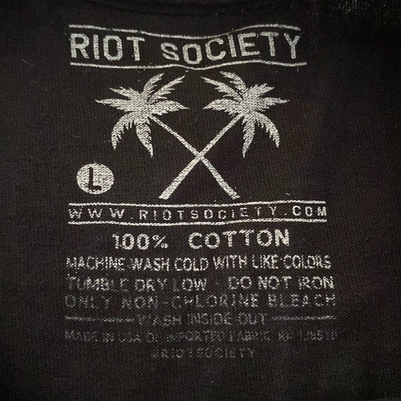 Riot Society T-Shirt Black Teddy Bear Skeleton Heads Men's Size Large - Picture 3 of 8